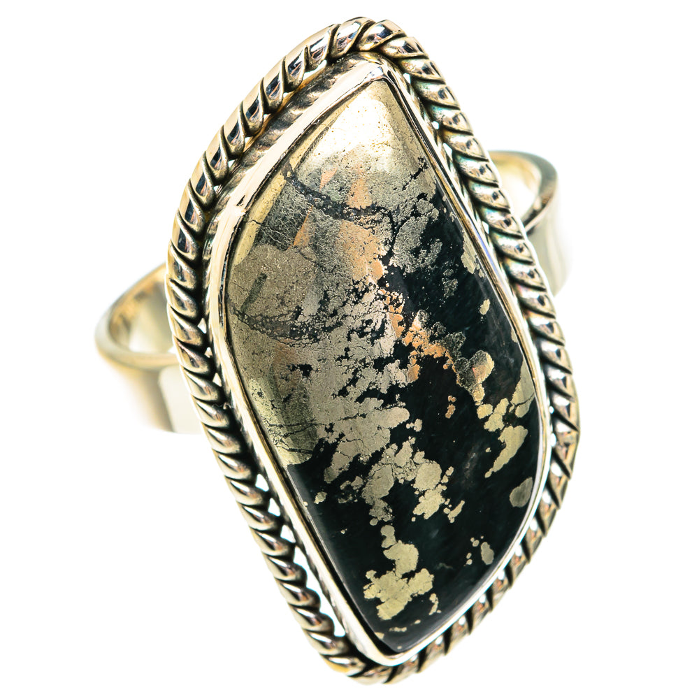 Pyrite in Magnetite (Healer's Gold) Rings handcrafted by Anasilvercos - RING77103