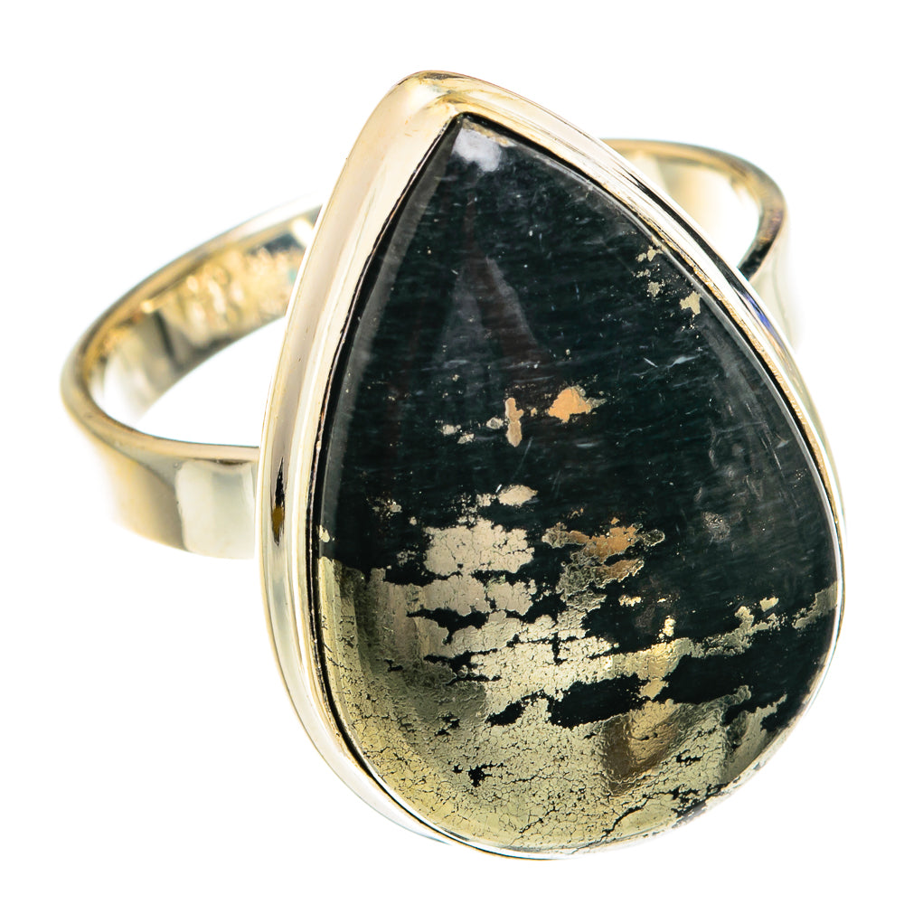 Pyrite in Magnetite (Healer's Gold) Rings handcrafted by Anasilvercos - RING77106