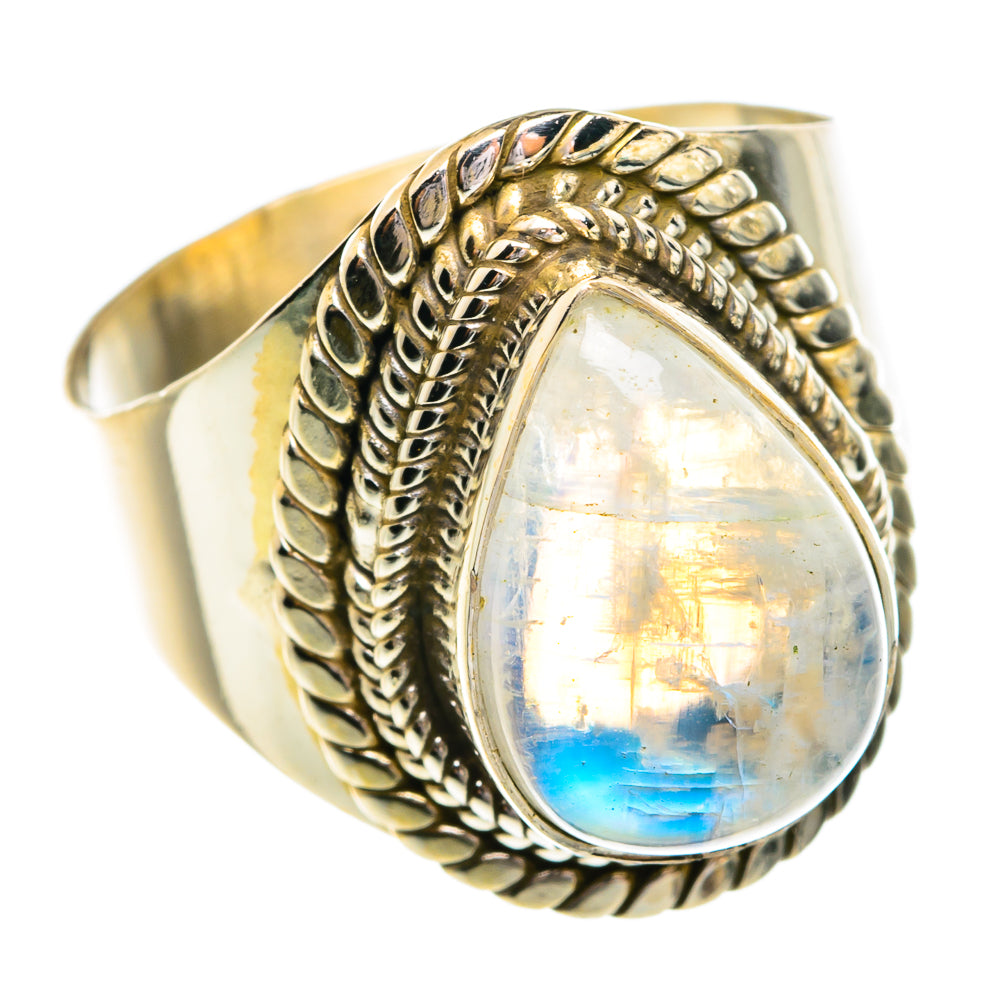 Rainbow Moonstone Rings handcrafted by Anasilvercos - RING77108