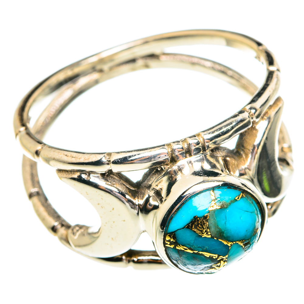 Blue Copper Composite Turquoise Rings handcrafted by Anasilvercos - RING77116