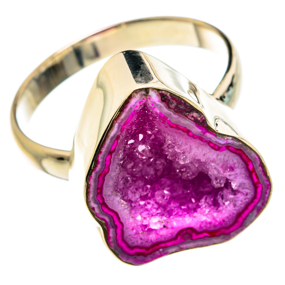 Pink Geode Slice Rings handcrafted by Anasilvercos - RING77126