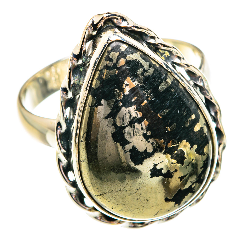 Pyrite in Magnetite (Healer's Gold) Rings handcrafted by Anasilvercos - RING77133
