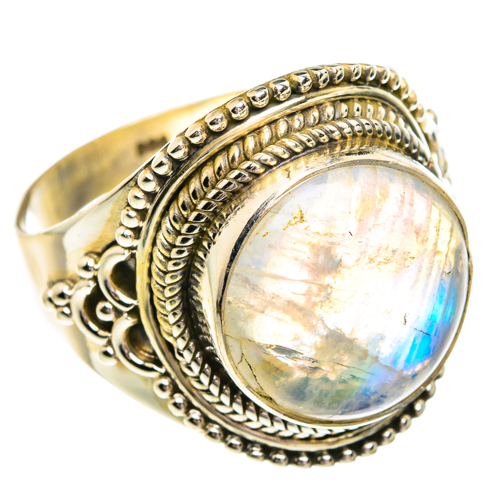 Rainbow Moonstone Rings handcrafted by Anasilvercos - RING77136