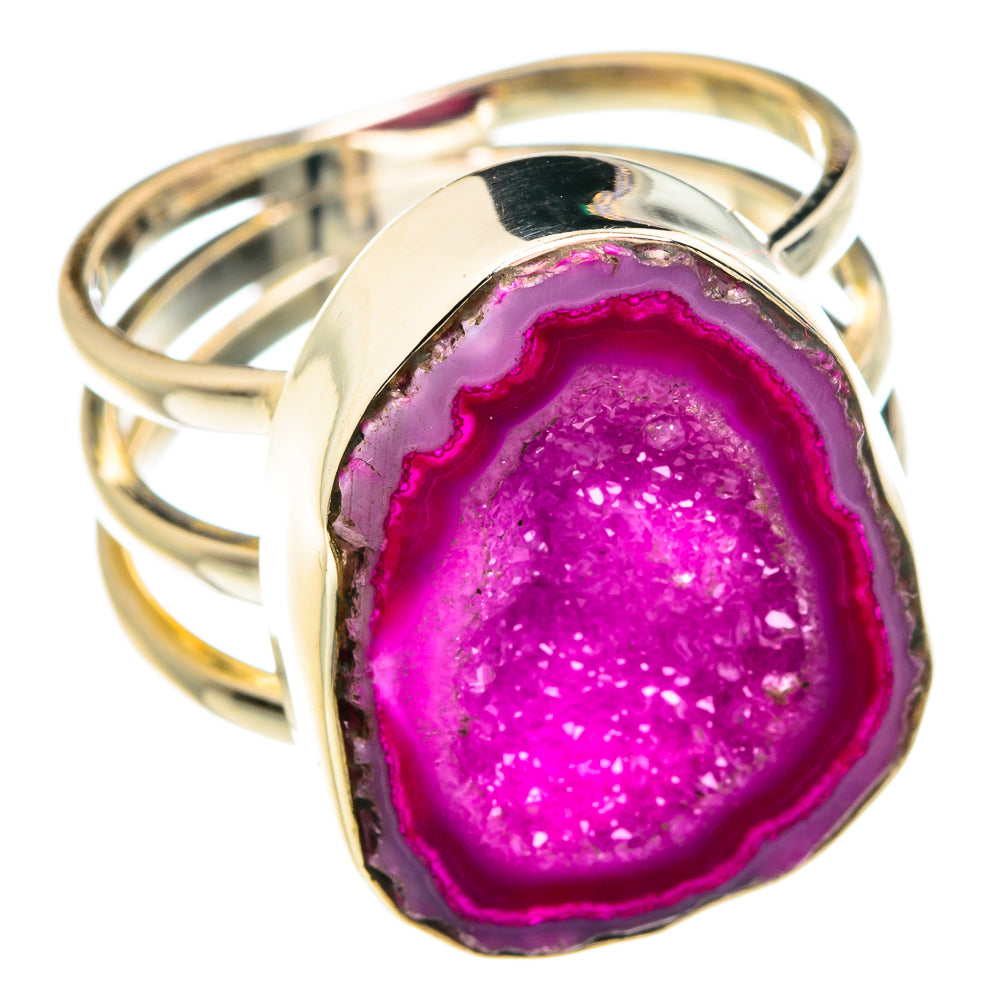 Pink Geode Slice Rings handcrafted by Anasilvercos - RING77179