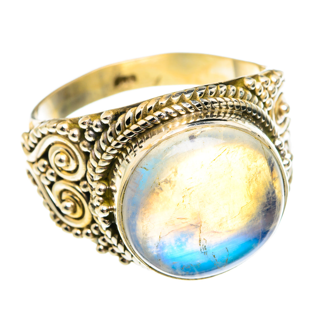 Rainbow Moonstone Rings handcrafted by Anasilvercos - RING77187