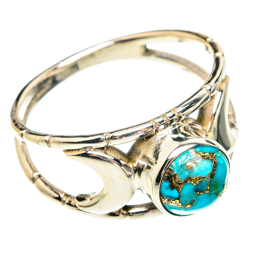 Blue Copper Composite Turquoise Rings handcrafted by Anasilvercos - RING77191