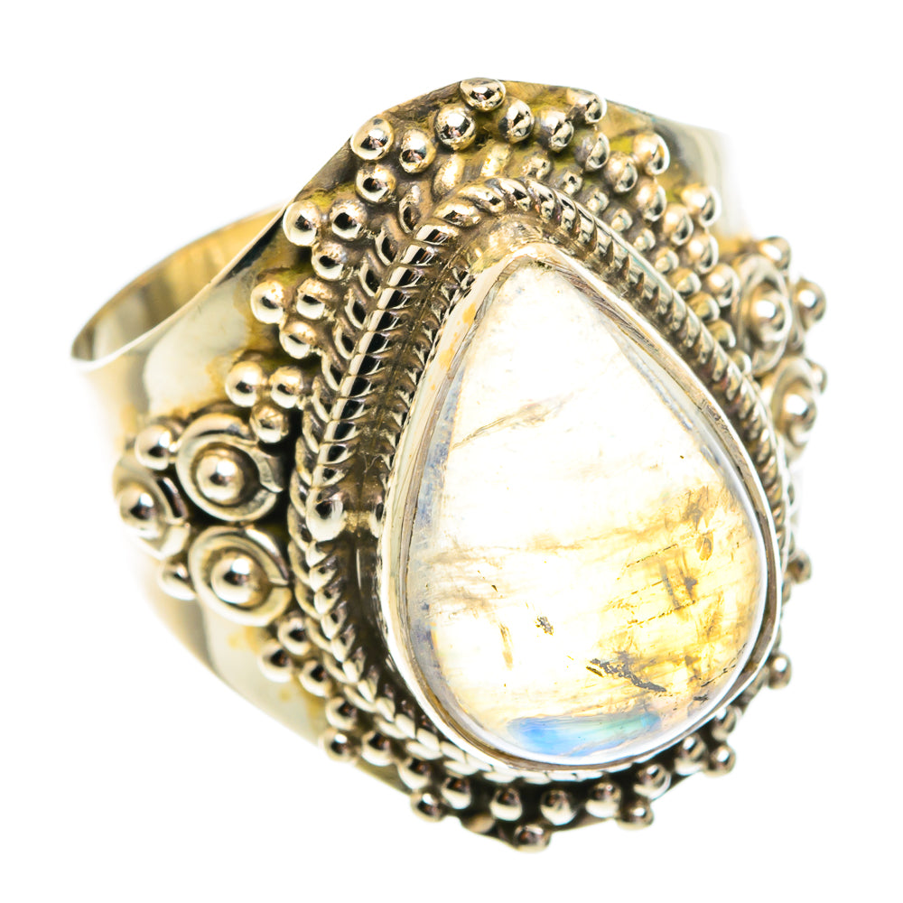 Rainbow Moonstone Rings handcrafted by Anasilvercos - RING77216