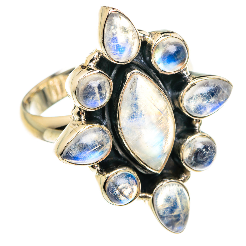 Rainbow Moonstone Rings handcrafted by Anasilvercos - RING77242