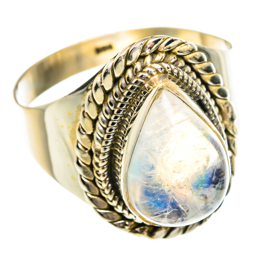 Rainbow Moonstone Rings handcrafted by Anasilvercos - RING77270