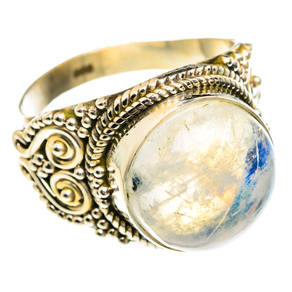 Rainbow Moonstone Rings handcrafted by Anasilvercos - RING77273