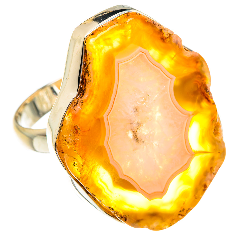 Yellow Geode Slice Rings handcrafted by Anasilvercos - RING77297