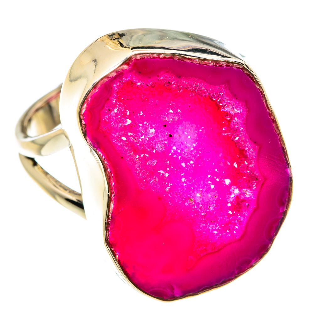 Pink Geode Slice Rings handcrafted by Anasilvercos - RING77301