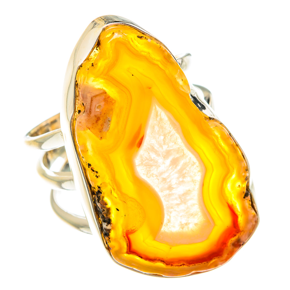 Yellow Geode Slice Rings handcrafted by Anasilvercos - RING77341
