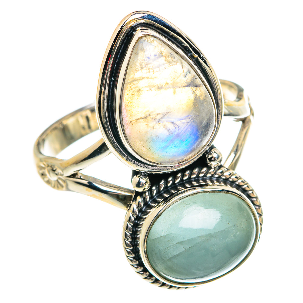 Rainbow Moonstone Rings handcrafted by Anasilvercos - RING77381