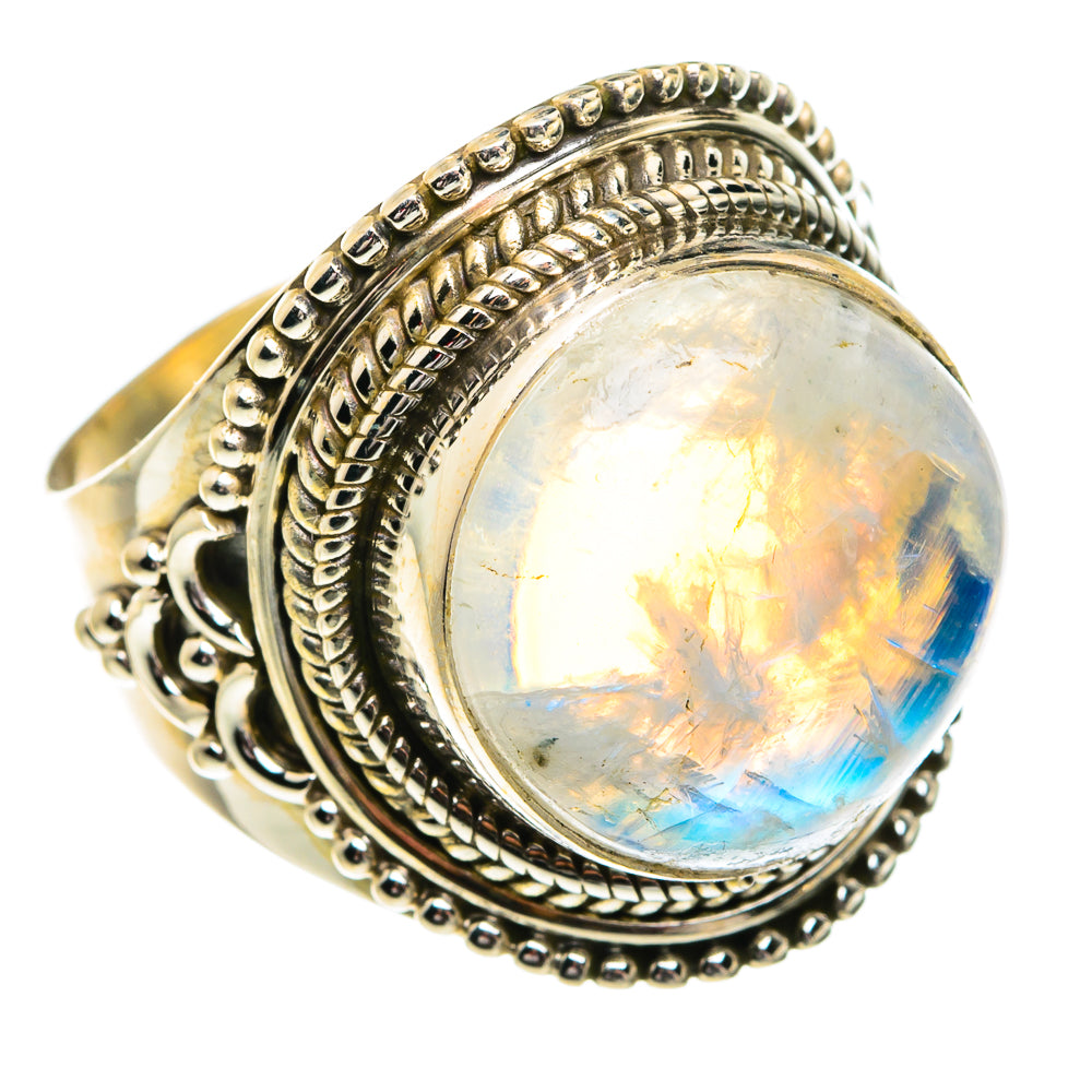 Rainbow Moonstone Rings handcrafted by Anasilvercos - RING77405
