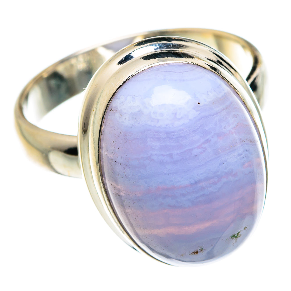 Blue Lace Agate Rings handcrafted by Anasilvercos - RING77406