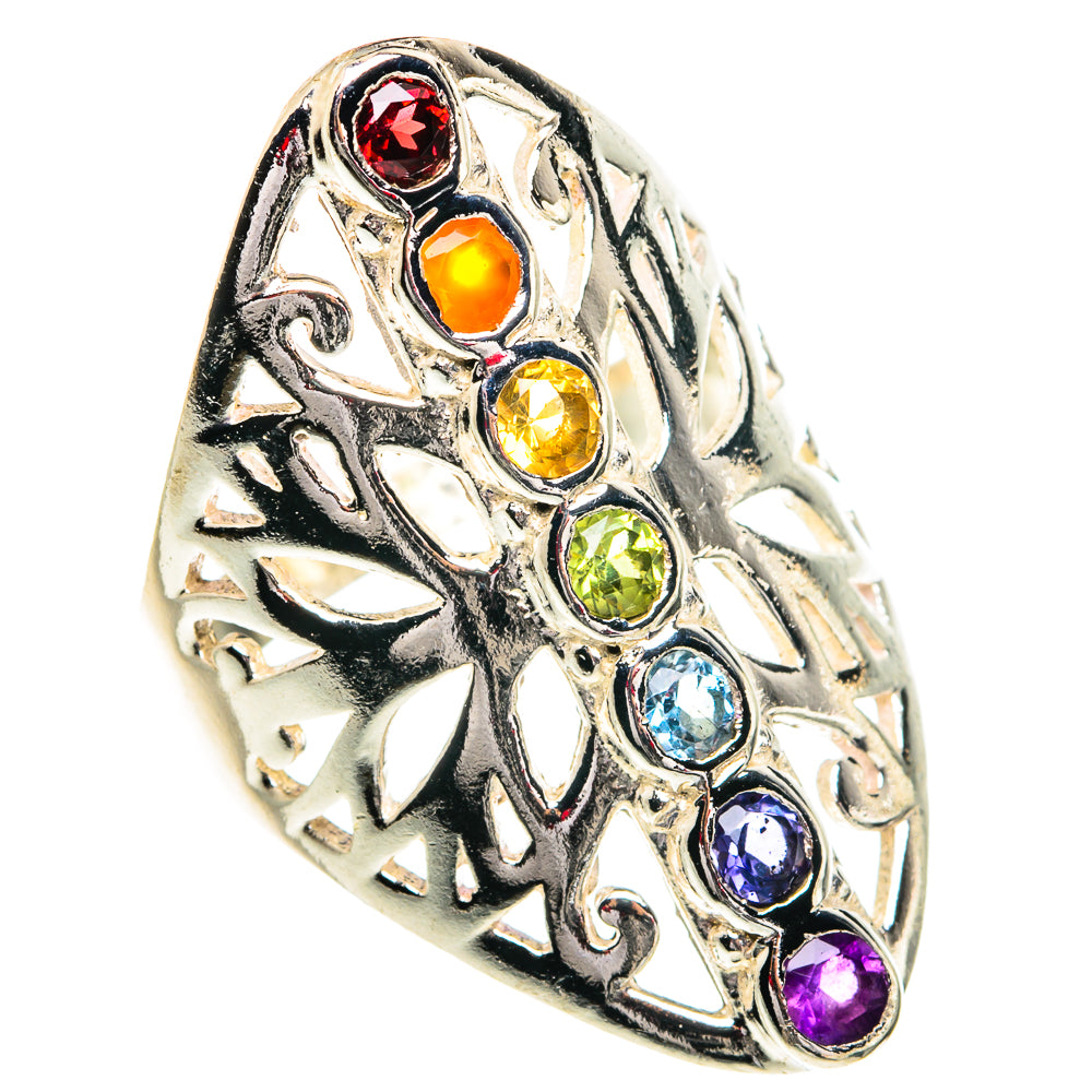 Multi-Stone Chakra Rings handcrafted by Anasilvercos - RING77408
