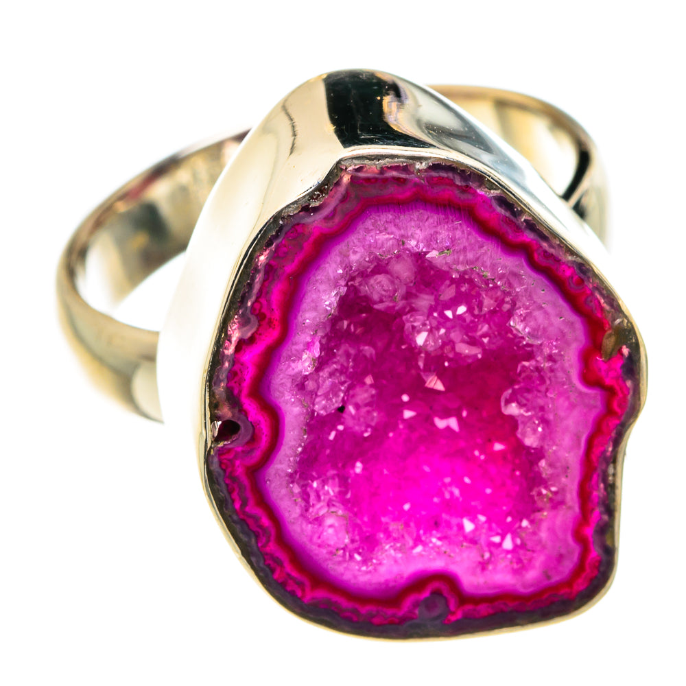 Pink Geode Slice Rings handcrafted by Anasilvercos - RING77425