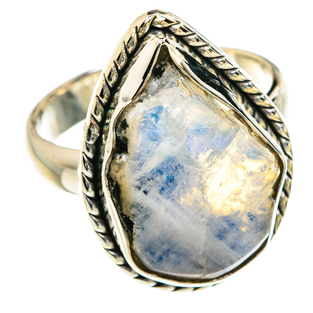 Rainbow Moonstone Rings handcrafted by Anasilvercos - RING77438