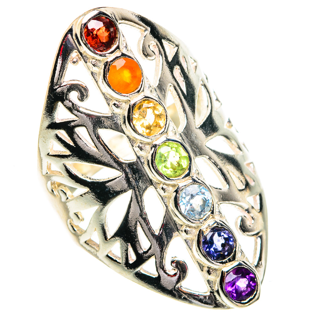 Multi-Stone Chakra Rings handcrafted by Anasilvercos - RING77441