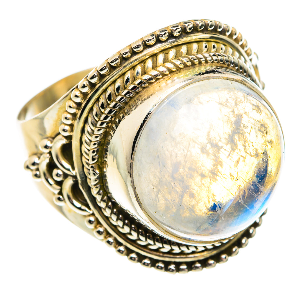 Rainbow Moonstone Rings handcrafted by Anasilvercos - RING77472
