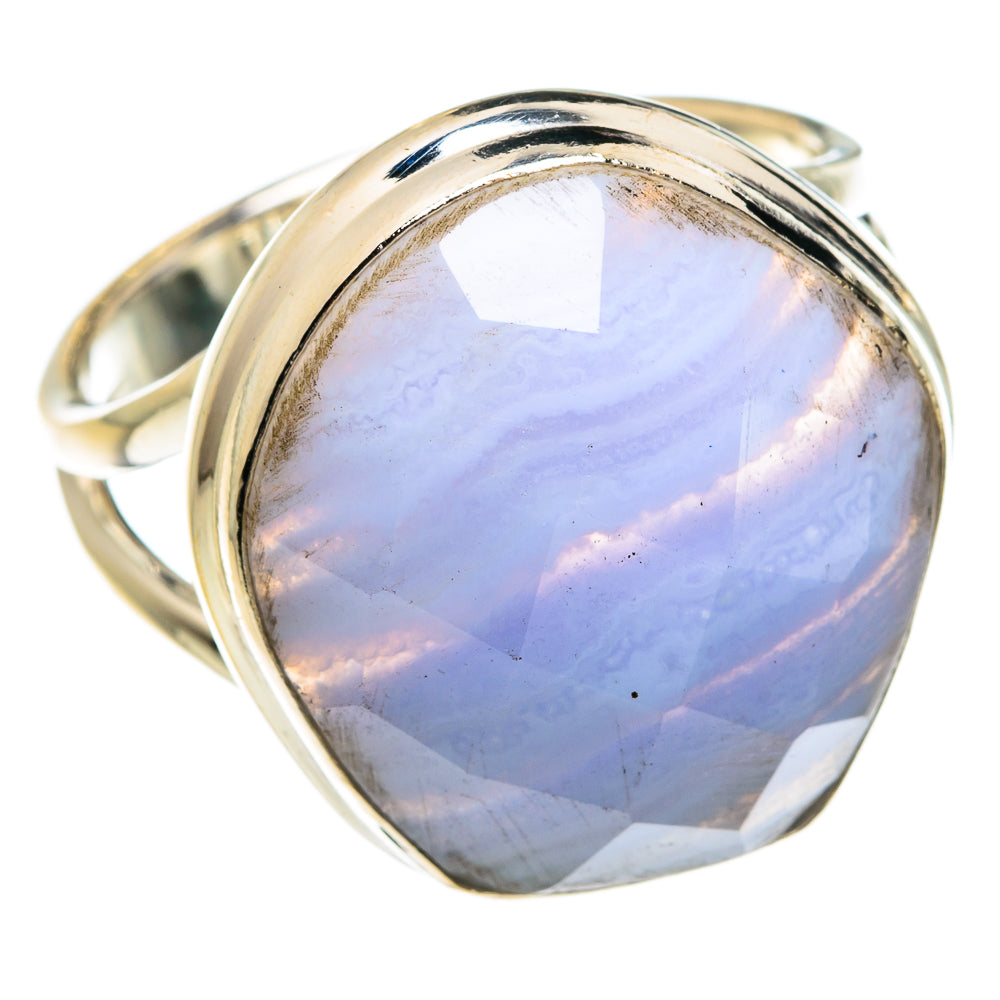 Blue Lace Agate Rings handcrafted by Anasilvercos - RING77473