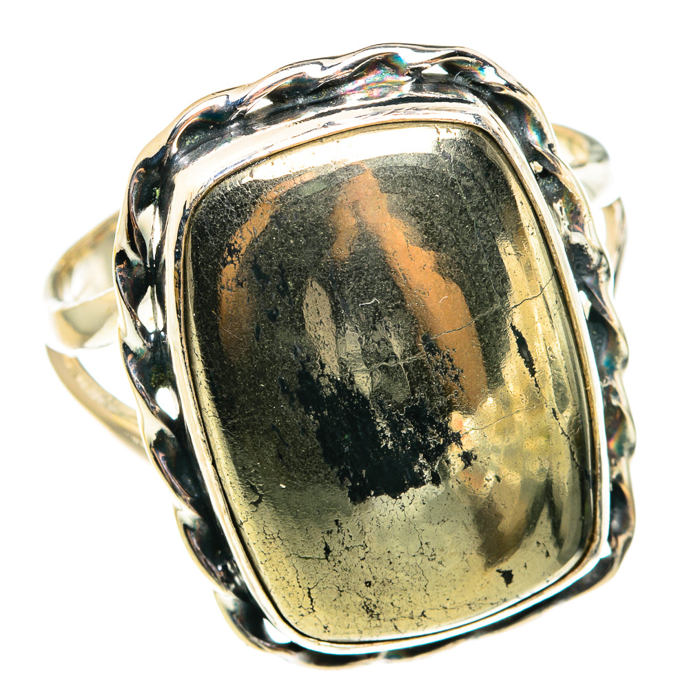 Pyrite In Black Onyx Rings handcrafted by Anasilvercos - RING77537
