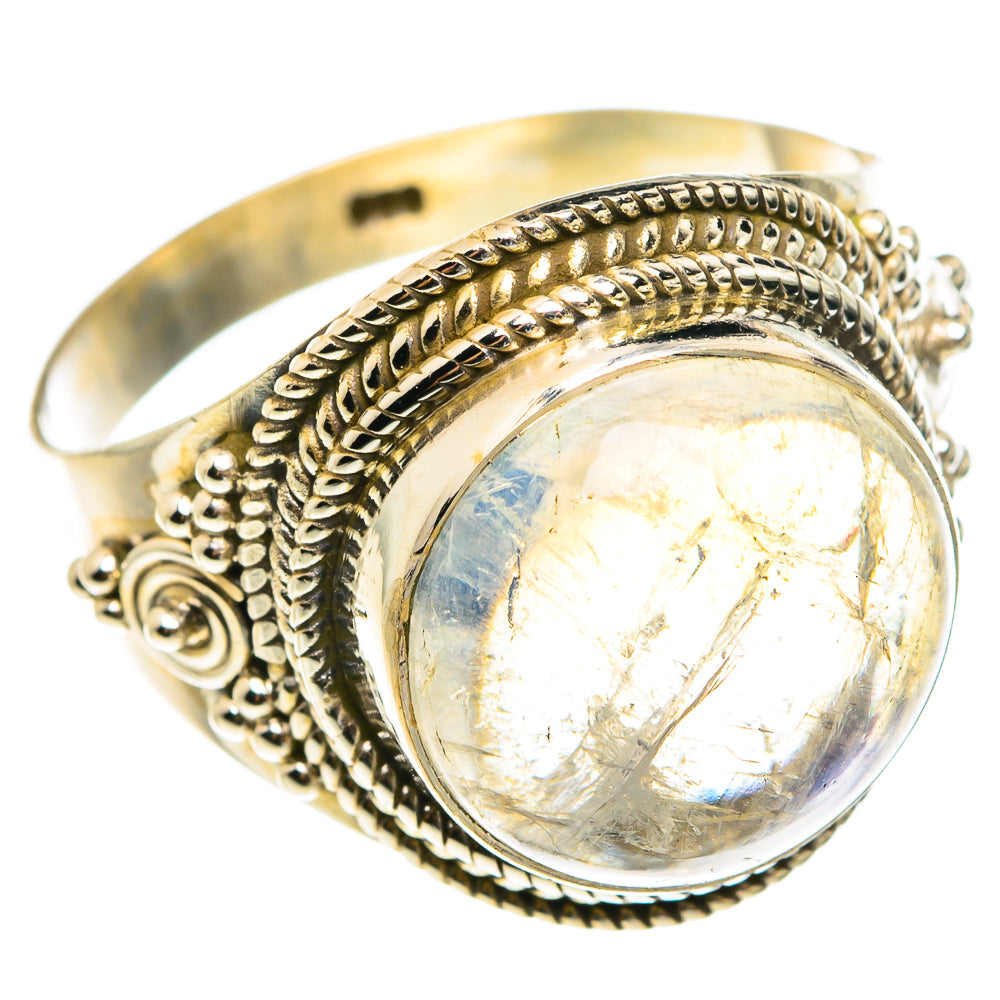Rainbow Moonstone Rings handcrafted by Anasilvercos - RING77541
