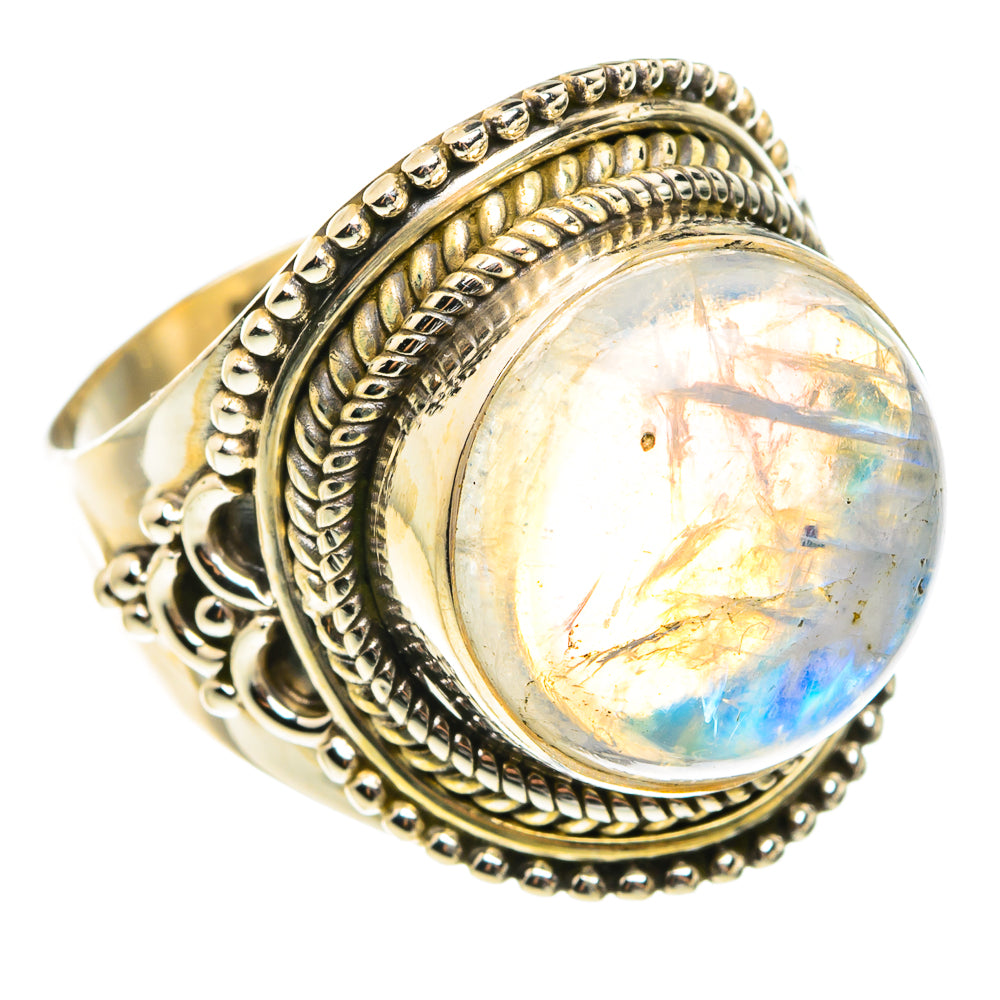 Rainbow Moonstone Rings handcrafted by Anasilvercos - RING77571
