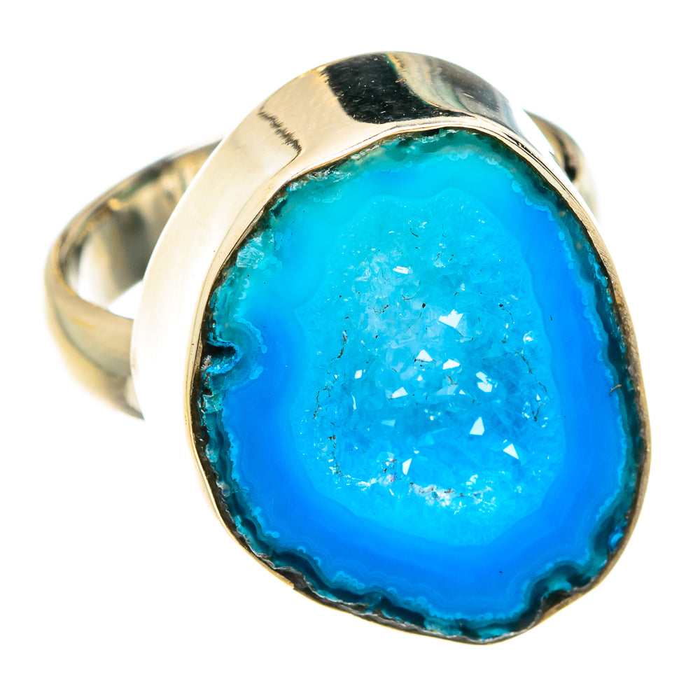 Blue Geode Slice Rings handcrafted by Anasilvercos - RING77576