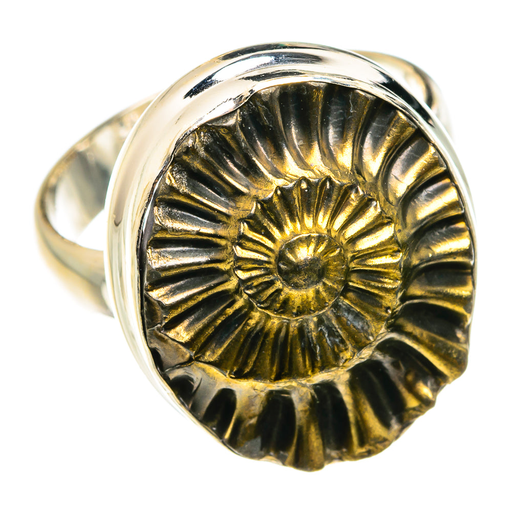 Pyrite Fossil Rings handcrafted by Anasilvercos - RING77597