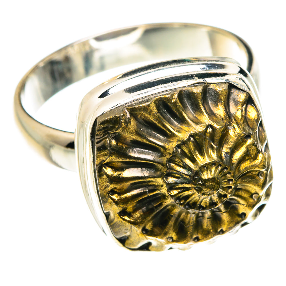 Pyrite Fossil Rings handcrafted by Anasilvercos - RING77598