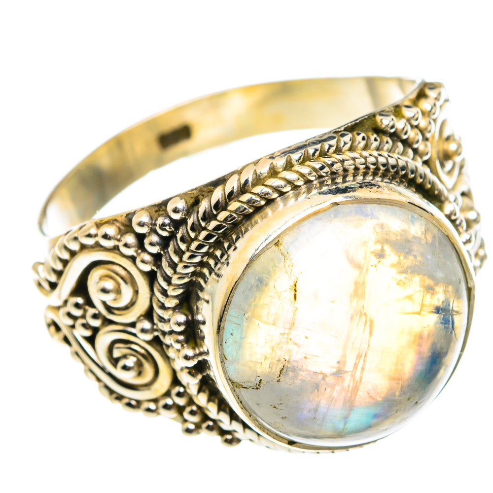 Rainbow Moonstone Rings handcrafted by Anasilvercos - RING77604