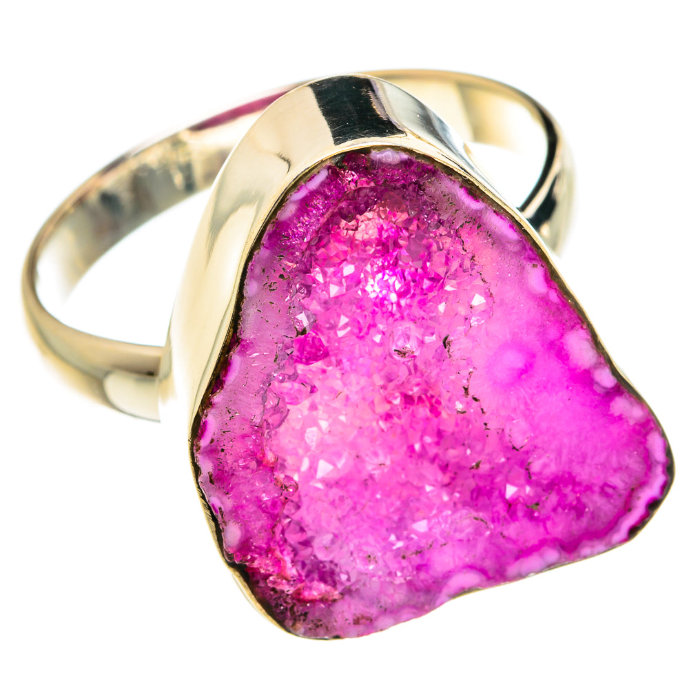Pink Geode Slice Rings handcrafted by Anasilvercos - RING77669