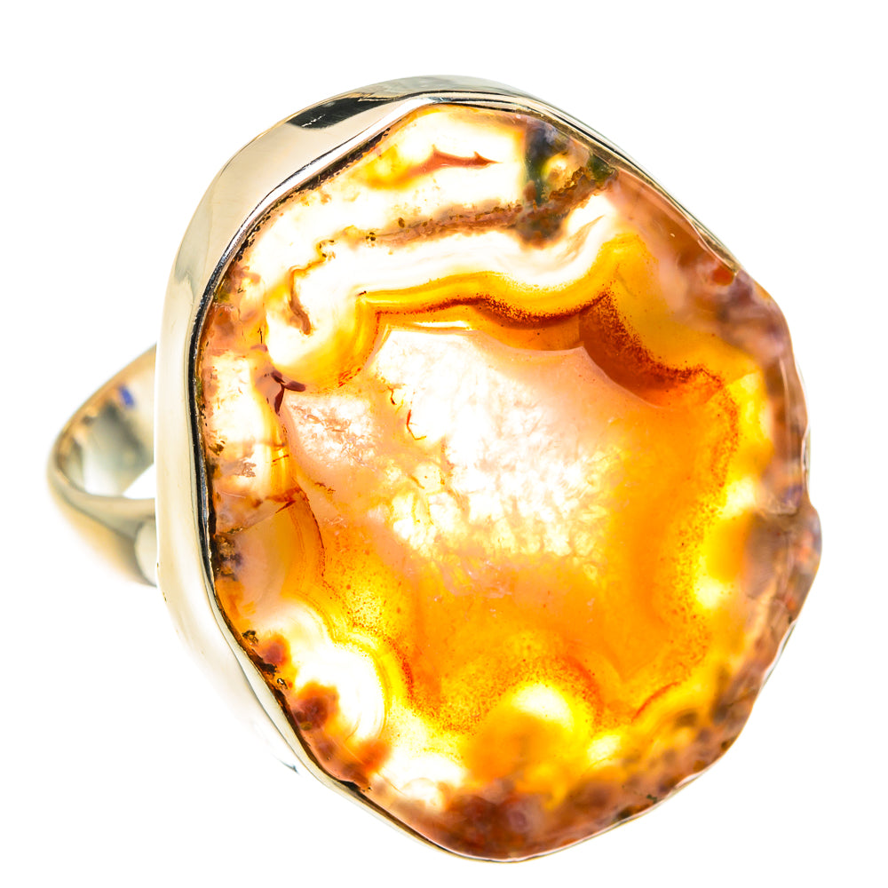 Orange Geode Slice Rings handcrafted by Anasilvercos - RING77706