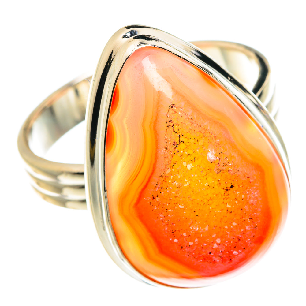 Orange Agate Druzy Rings handcrafted by Anasilvercos - RING77708