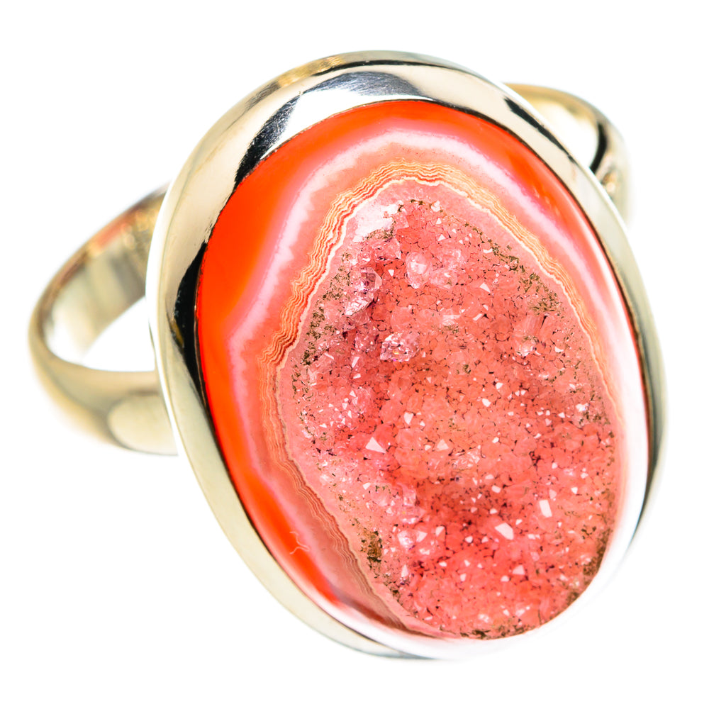 Red Agate Druzy Rings handcrafted by Anasilvercos - RING77750