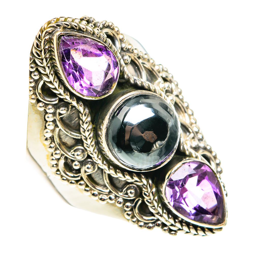 Hematite, Amethyst Rings handcrafted by Anasilvercos - RING77756