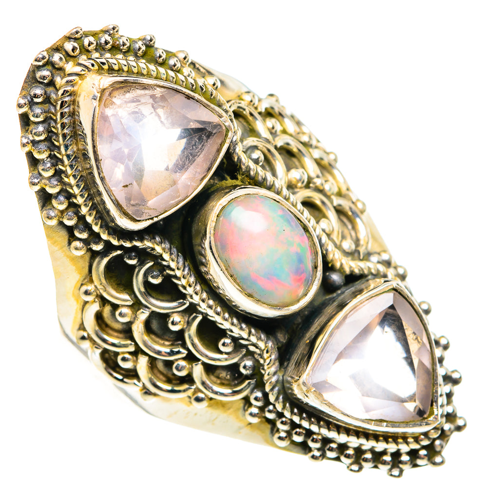 Ethiopian Opal, Rose Quartz Rings handcrafted by Anasilvercos - RING77770