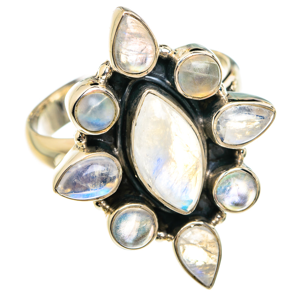 Rainbow Moonstone Rings handcrafted by Anasilvercos - RING77810