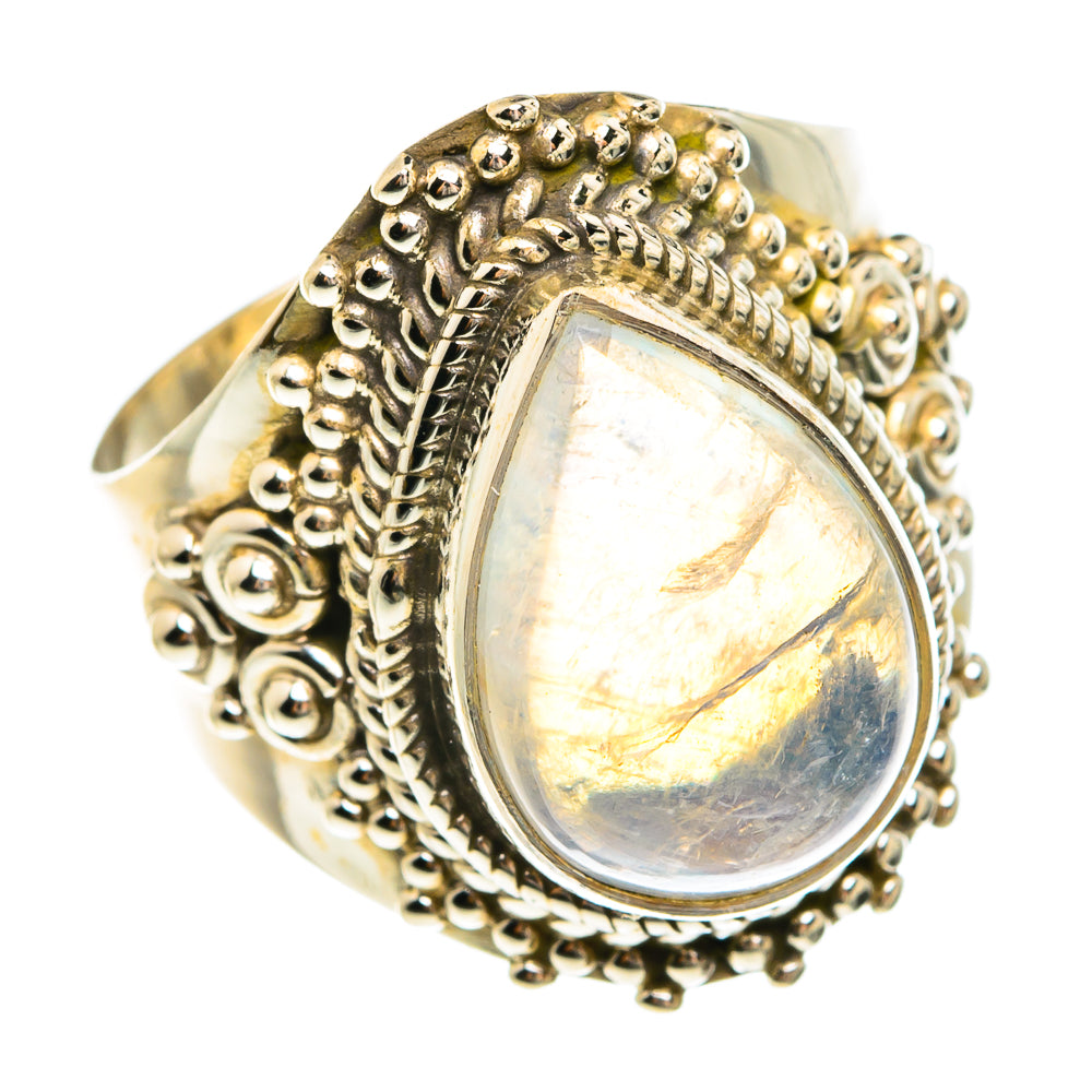 Rainbow Moonstone Rings handcrafted by Anasilvercos - RING77844