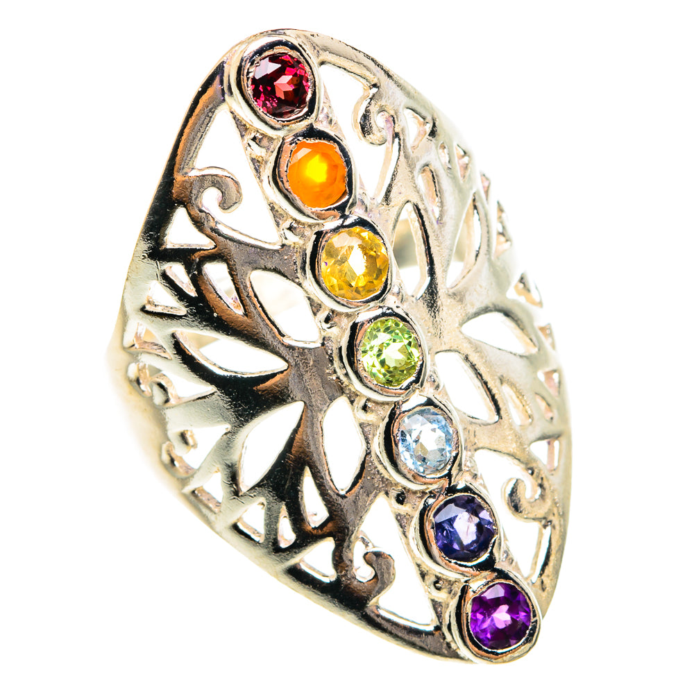 Multi-Stone Chakra Rings handcrafted by Anasilvercos - RING77847