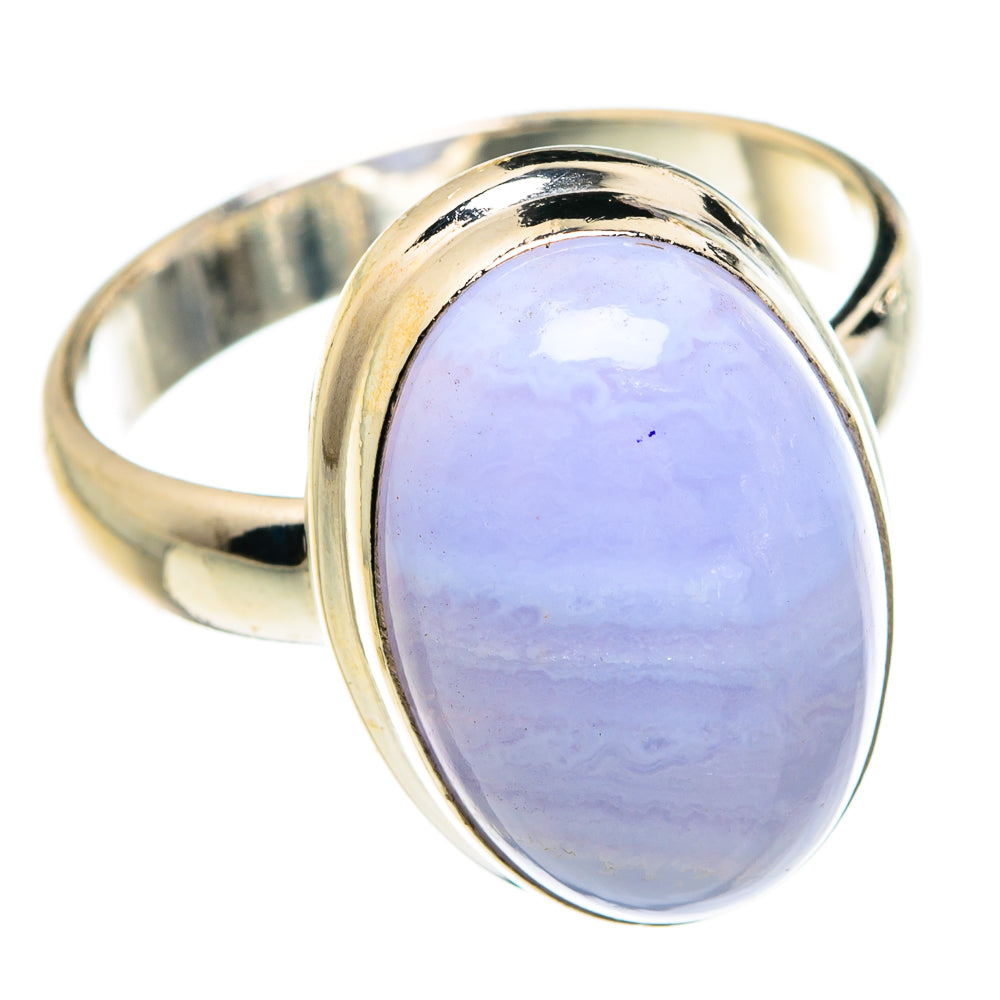 Blue Lace Agate Rings handcrafted by Anasilvercos - RING77875