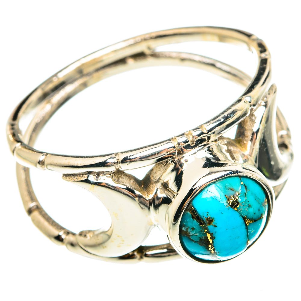 Blue Copper Composite Turquoise Rings handcrafted by Anasilvercos - RING77881