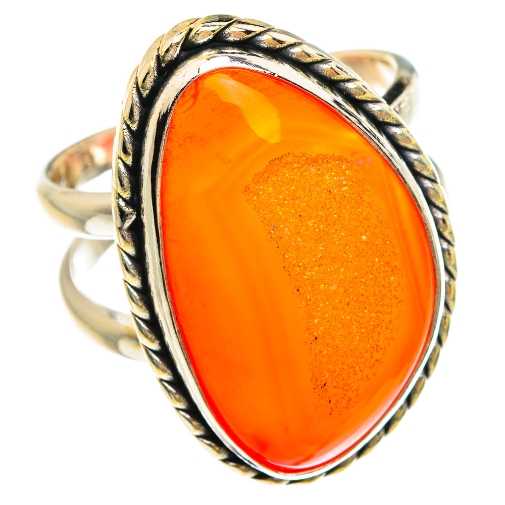 Orange Agate Druzy Rings handcrafted by Anasilvercos - RING77889
