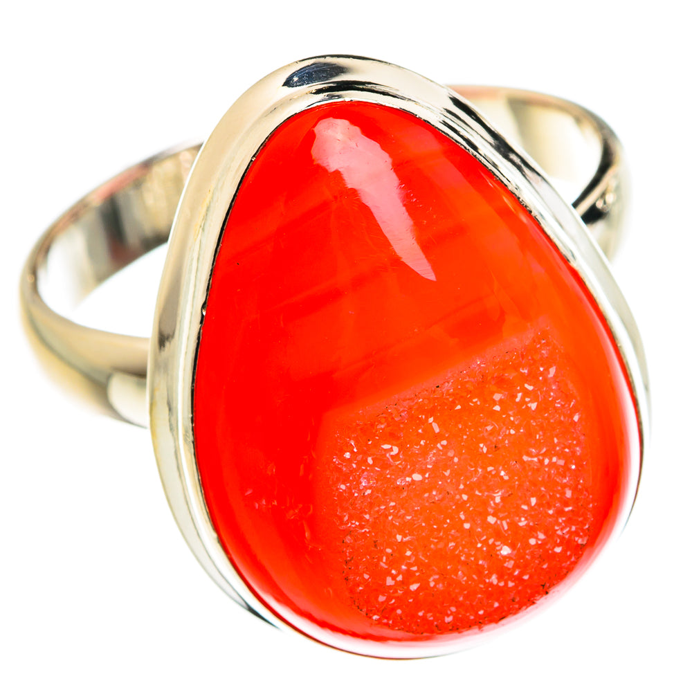 Red Agate Druzy Rings handcrafted by Anasilvercos - RING77920
