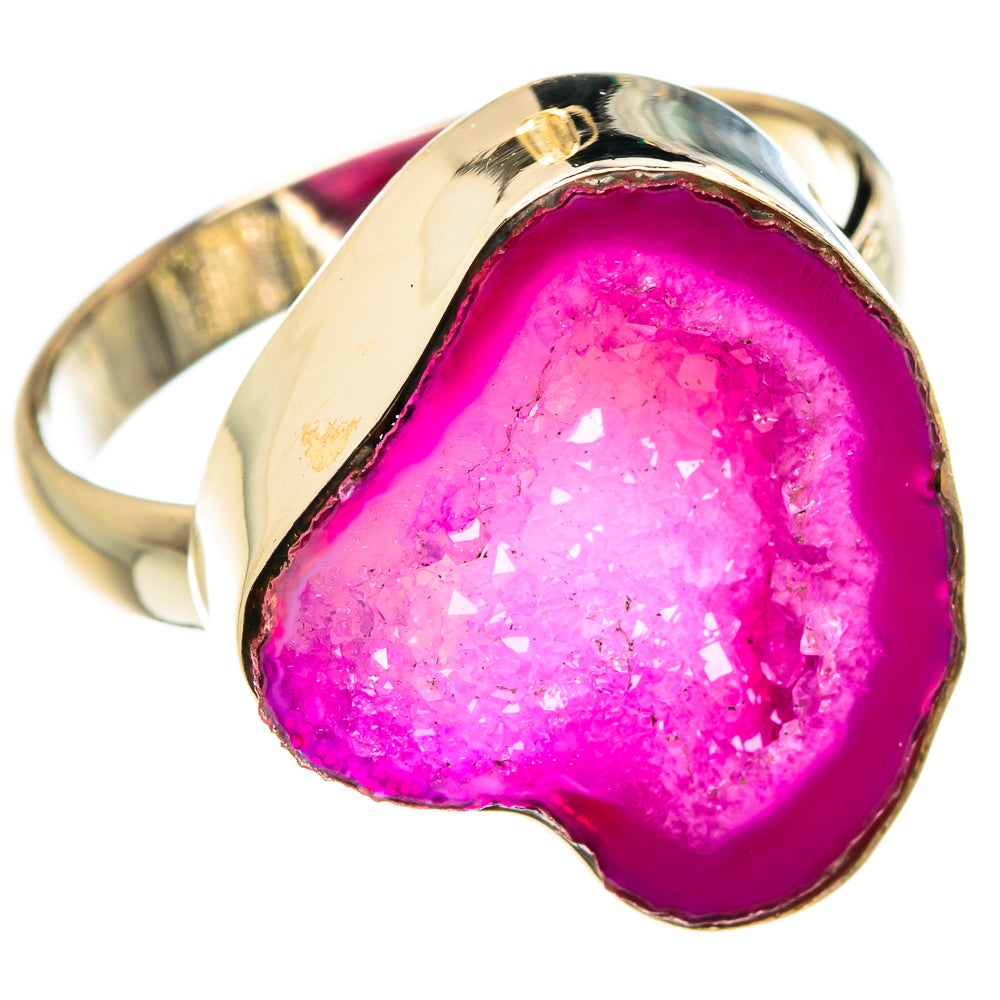 Pink Geode Slice Rings handcrafted by Anasilvercos - RING77924