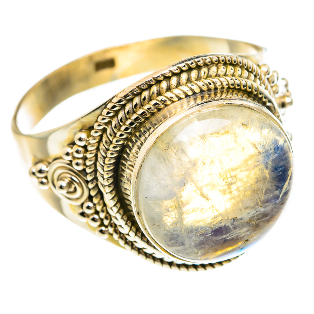 Rainbow Moonstone Rings handcrafted by Anasilvercos - RING77935