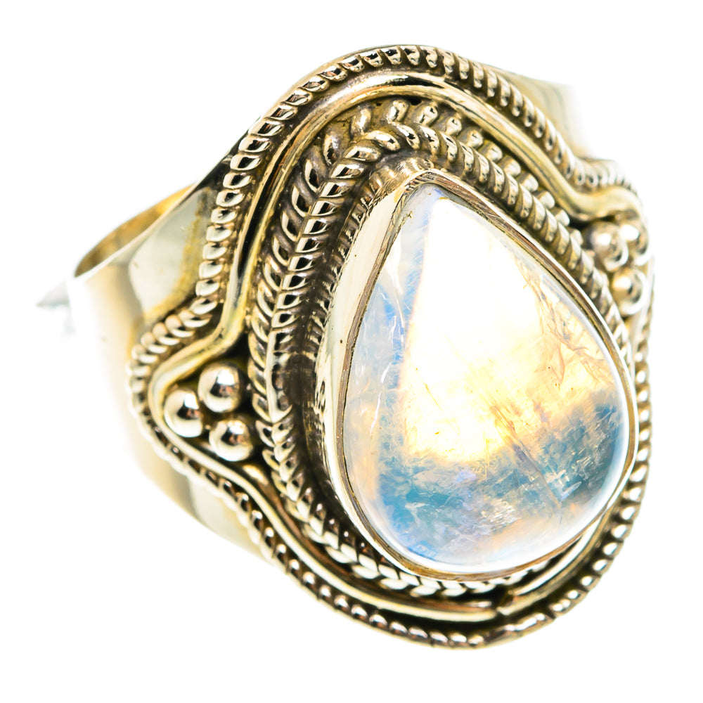 Rainbow Moonstone Rings handcrafted by Anasilvercos - RING77972