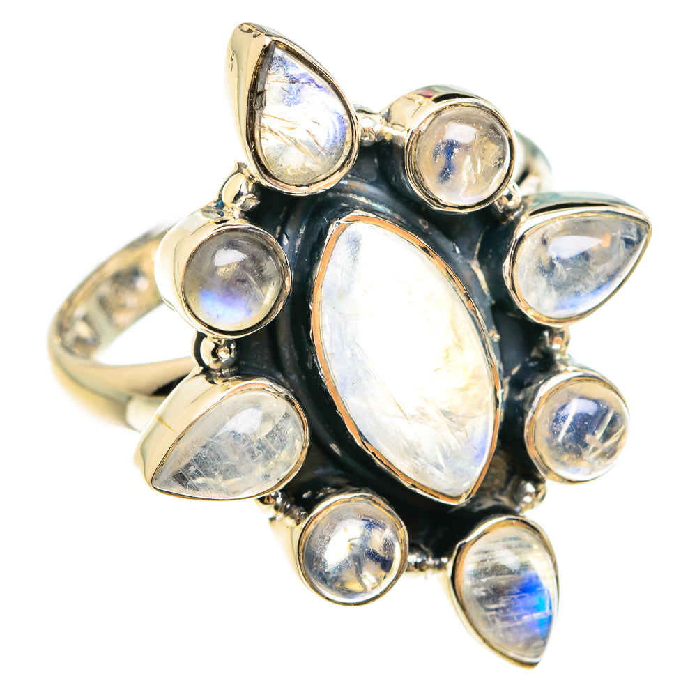 Rainbow Moonstone Rings handcrafted by Anasilvercos - RING77973
